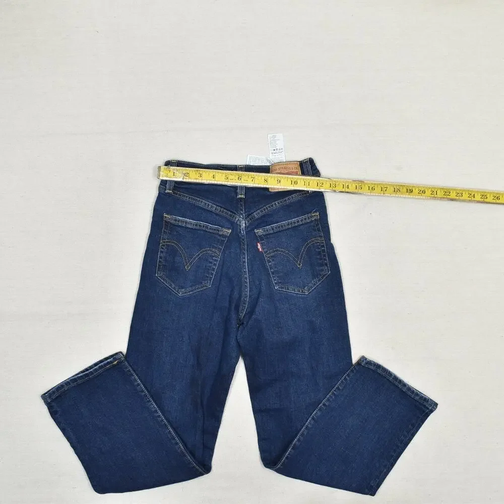 Levi's Women Jeans Cotton Blue Size 24 Ribcage Straight Ankle Denim Button Fly - Picture 4 of 8